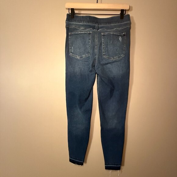 Women's M Spanx Distressed Ankle Skinny Jeans Raw Hem Denim Leggings - Picture 3 of 9